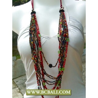 Bali Bead Glass Layered Necklace